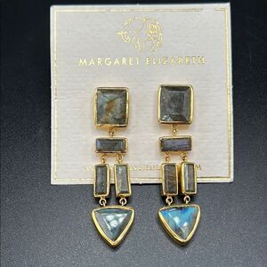 Gold and Blue Stone Earrings